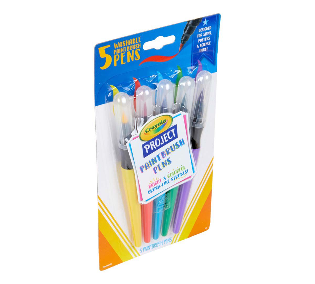 Washable NoDrip Paint Brush Pens, 5 Count Crayola